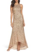 Women's Adrianna Papell Sequin High/low Gown - Beige