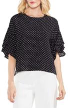 Women's Vince Camuto Poetic Dots Tiered Ruffle Sleeve Blouse, Size - Black