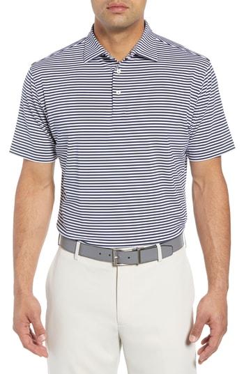 Men's Peter Millar Stripe Stretch Jersey Performance Polo - Blue