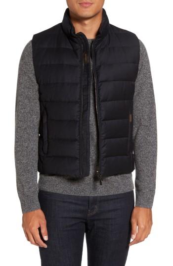Men's Moorer Oliver L Wool & Cashmere Flannel Waterproof Vest Eu - Blue