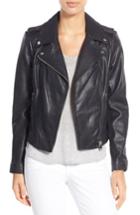 Women's Lamarque Donna Lambskin Leather Moto Jacket - Black