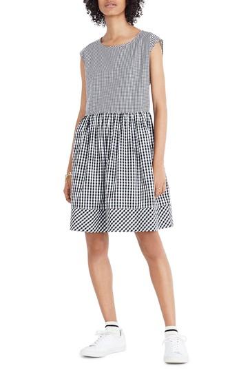Women's Madewell Gingham Tie Back Minidress, Size - Black