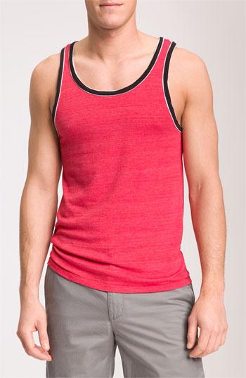 Men's Alternative Double Ringer Tank Top, Size - Red