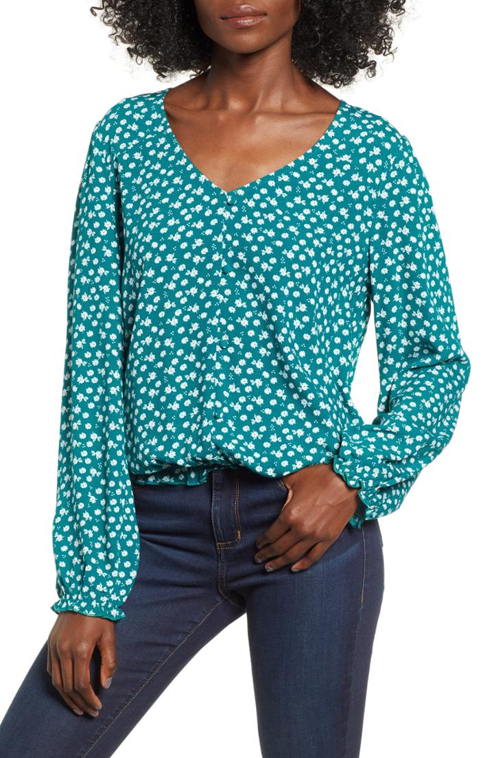 Women's Row A Floral Print Tunic - Green