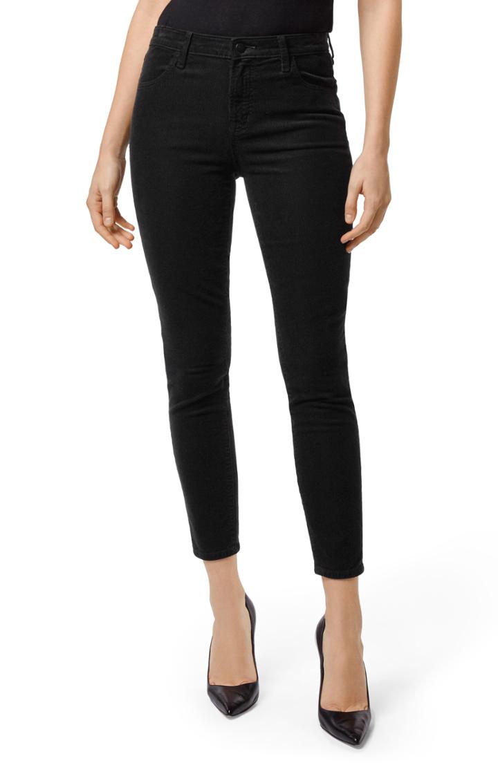 Women's J Brand Alana High Waist Ankle Skinny Corduroy Pants - Black