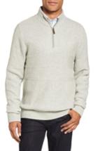 Men's Nordstrom Men's Shop Texture Cotton & Cashmere Quarter Zip Sweater, Size - Grey