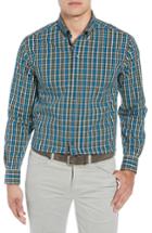 Men's Cutter & Buck Albert Regular Fit Wrinkle Free Check Sport Shirt, Size - Blue