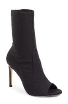 Women's Stuart Weitzman Hugger Peep Toe Bootie .5 M - Black