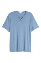 Men's James Perse Cotton Blend Short Sleeve Henley - Blue