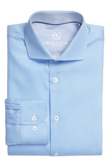 Men's Bugatchi Trim Fit Diamond Jacquard Dress Shirt - Blue