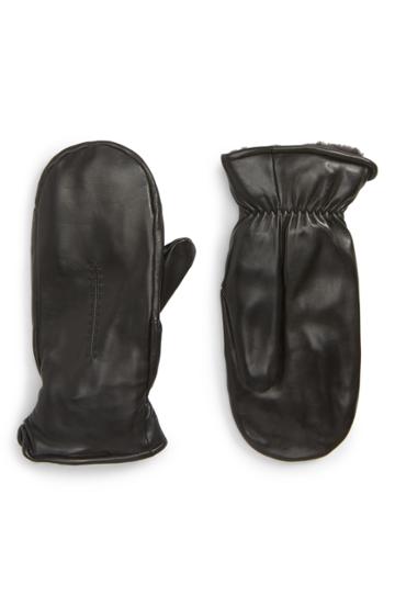Women's Ugg Logo Genuine Shearling Mittens /x-large - Brown