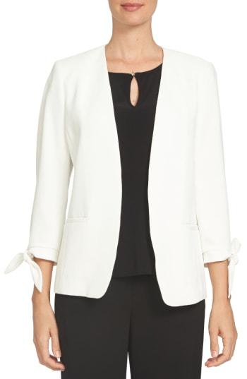 Women's Cece Tie Sleeve Open Front Blazer - White