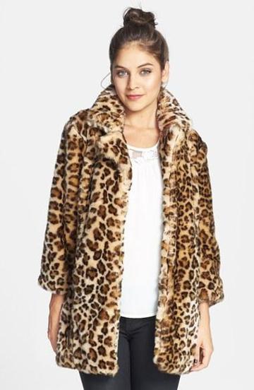 Latiste Leopard Faux Fur Coat (juniors) (online Only)