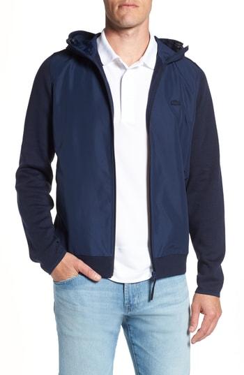 Men's Lacoste Double Face Zip Hoodie (l) - Blue