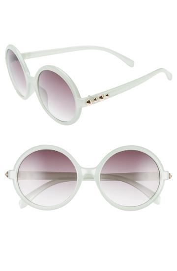 Women's Glance Eyewear 55mm Studded Round Sunglasses - Mint/ Black