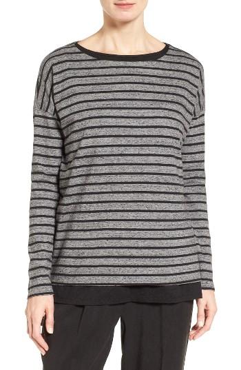 Women's Eileen Fisher Stripe Organic Cotton Jersey Top