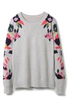 Women's Boden Print Cotton Sweater - Grey