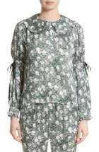 Women's Shrimps Iona Print Silk Blouse With Ties - Ivory