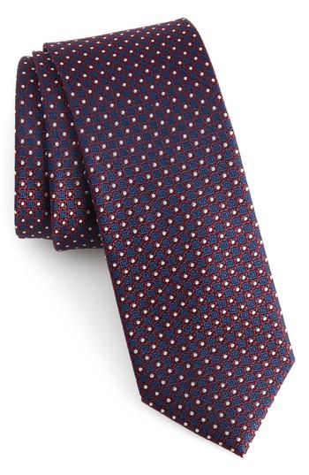 Men's The Tie Bar Floral Network Silk Skinny Tie, Size - Red
