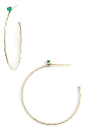 Women's Zoe Chicco Emerald Prong Hoop Earrings