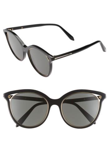 Women's Victoria Beckham Cutaway Kitten 54mm Cat Eye Sunglasses - Black/ Gold