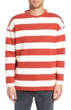 Men's Native Youth Stripe Crewneck Sweatshirt /small - Orange