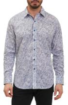 Men's Robert Graham Moss Landing Classic Fit Floral Print Sport Shirt, Size - Blue