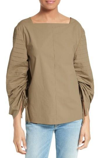 Women's Tibi Sculpted Sleeve Poplin Top - Green