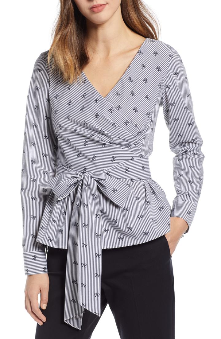 Women's 1901 Faux Wrap Top Regular - Grey