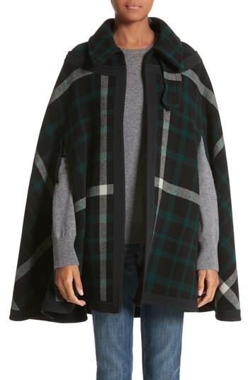 Women's Burberry Ashwicken Plaid Wool Cape - Black