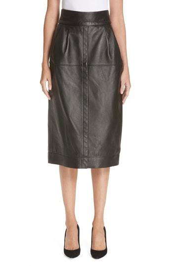 Women's Marc Jacobs Leather Midi Skirt - Black