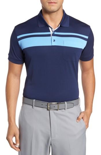 Men's Bobby Jones R18 Tech Rondon Stripe Front Polo - Blue