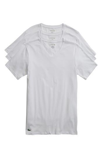 Men's Lacoste 3-pack Slim Fit V-neck T-shirts - White