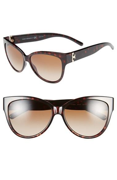 Women's Tory Burch 59mm Cat Eye Sunglasses - Tortoise