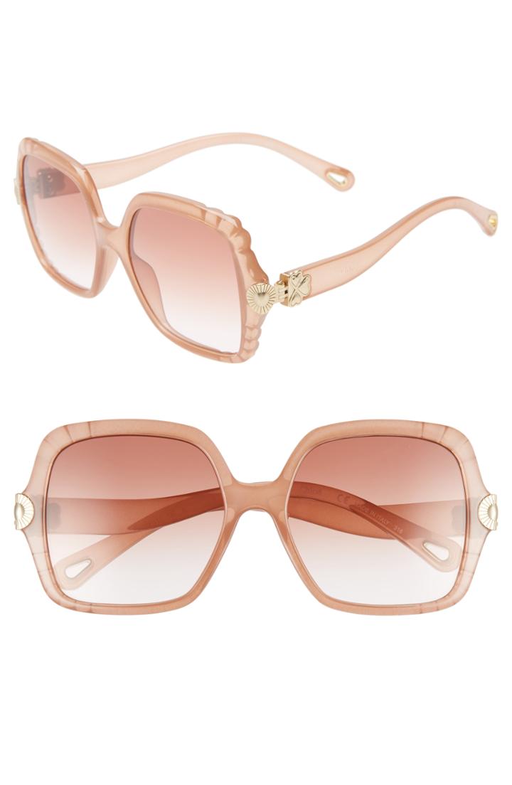 Women's Chloe Vera 55mm Square Sunglasses - Nude