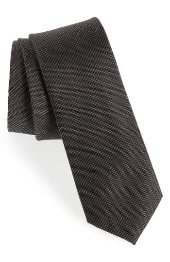 Men's Calibrate Sheffield Solid Silk Tie, Size - Black