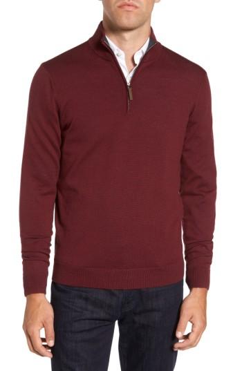Men's Nordstrom Men's Shop Quarter Zip Wool Pullover - Burgundy