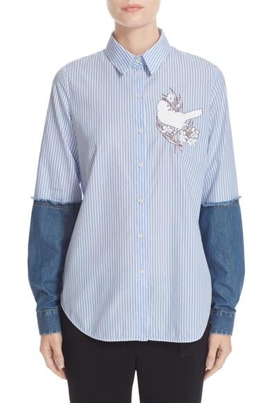 Women's N?21 Denim Sleeve Stripe Shirt