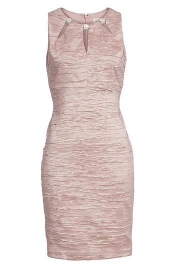 Women's Eliza J Embellished Cutout Taffeta Sheath Dress P - Pink