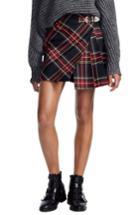 Women's Maje Plaid Pleat Skirt Us / 34 Fr - Red