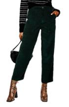 Women's Topshop High Waist Corduroy Pants Us (fits Like 14) - Green