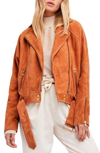 Women's Free People Suede Moto Jacket - Orange