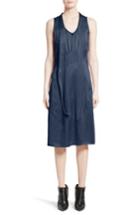 Women's Burberry Cathy Tie Neck Silk Dress - Blue