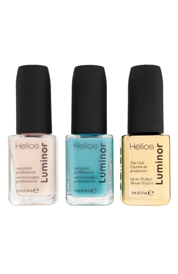 Helios Luminor Professional Nail Polish Set - Pink/ Gold Glitter