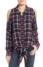 Women's Bobeau Cold Shoulder Plaid Shirt