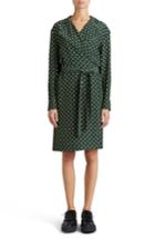 Women's Burberry Janis Polka Dot Silk Wrap Dress Us / 40 It - Green