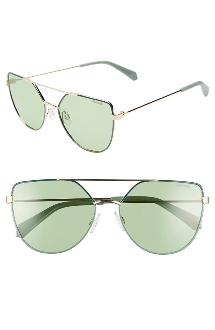 Women's Polaroid 58mm Polarized Sunglasses - Green/ Gold
