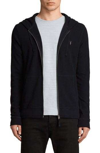 Men's Allsaints Clash Cotton Zip Hoodie - Blue
