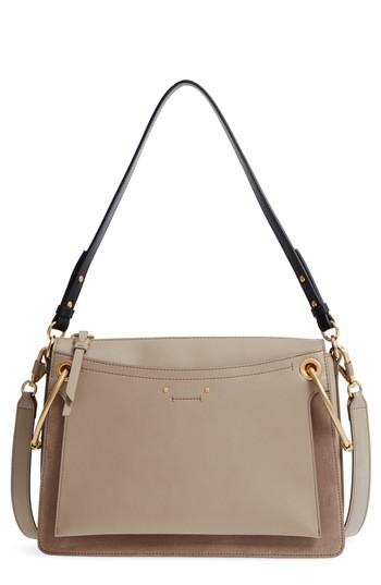 Chloe Small Roy Leather Shoulder Bag - Grey