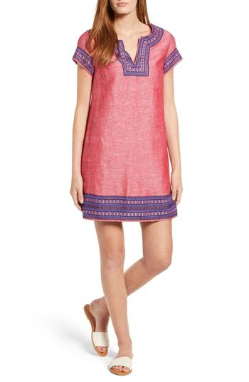 Women's Vineyard Vines Embellished Cotton & Linen Tunic Dress - Red